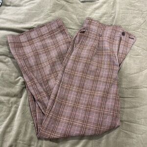Madewell Plaid Trousers in Brown and Pink